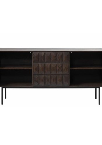 UNIQUE FURNITURE Latina sknk, m. 2 lger, 2 hylder og 3 skuffer - espresso eg og sort metal