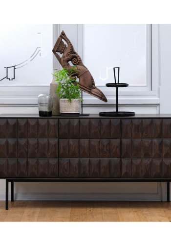 UNIQUE FURNITURE Latina sknk, m. 2 lger, 2 hylder og 3 skuffer - espresso eg og sort metal