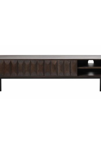 UNIQUE FURNITURE Latina TV-bord, m. 1 hylde og 2 skuffer - espresso eg og sort metal (160x41)