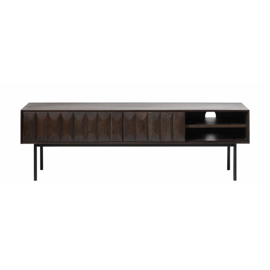 UNIQUE FURNITURE Latina TV-bord, m. 1 hylde og 2 skuffer - espresso eg og sort metal (160x41)