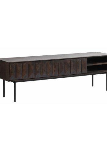 UNIQUE FURNITURE Latina TV-bord, m. 1 hylde og 2 skuffer - espresso eg og sort metal (160x41)