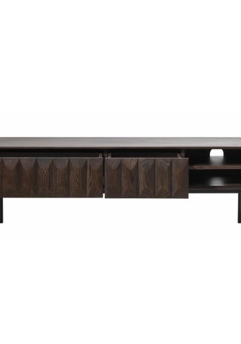 UNIQUE FURNITURE Latina TV-bord, m. 1 hylde og 2 skuffer - espresso eg og sort metal (160x41)