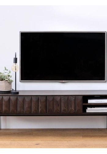 UNIQUE FURNITURE Latina TV-bord, m. 1 hylde og 2 skuffer - espresso eg og sort metal (160x41)