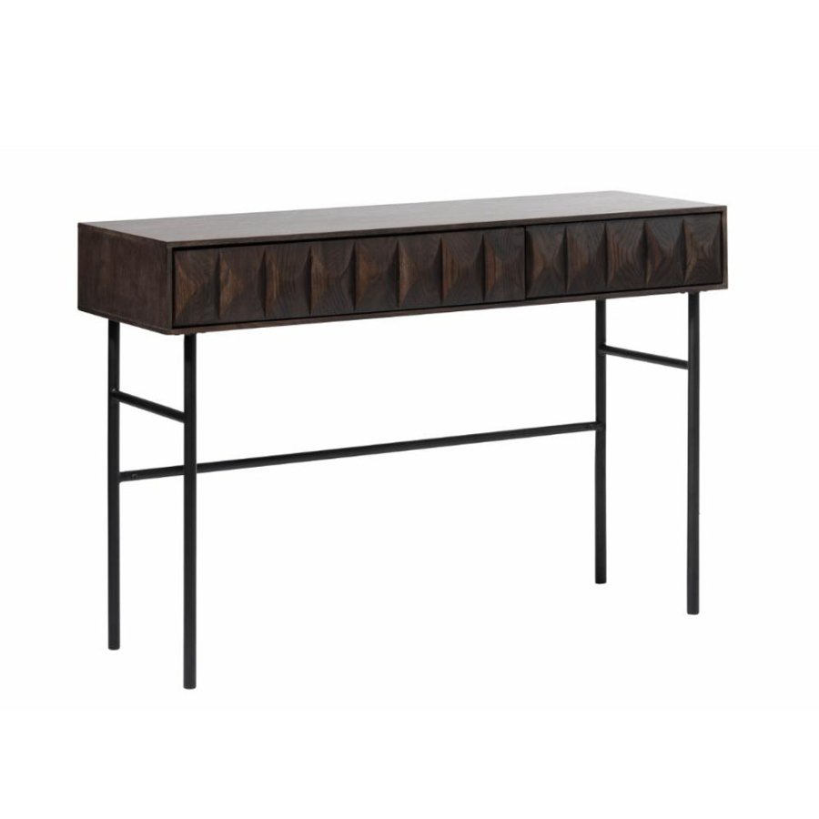 UNIQUE FURNITURE Latina konsolbord, m. 2 skuffer - espresso eg og sort metal (117x39)