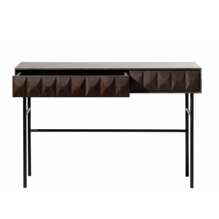 UNIQUE FURNITURE Latina konsolbord, m. 2 skuffer - espresso eg og sort metal (117x39)