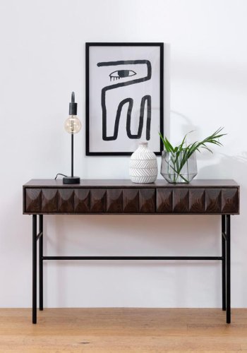 UNIQUE FURNITURE Latina konsolbord, m. 2 skuffer - espresso eg og sort metal (117x39)