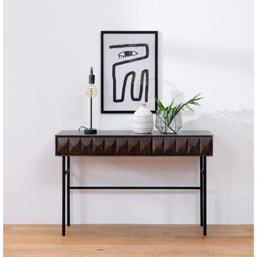 UNIQUE FURNITURE Latina konsolbord, m. 2 skuffer - espresso eg og sort metal (117x39)