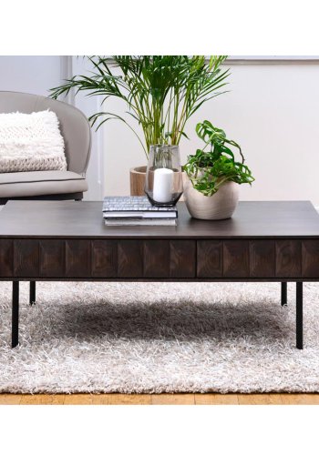 UNIQUE FURNITURE Latina sofabord, m. 1 skuffe - espresso eg og sort metal (71x117)