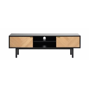 UNIQUE FURNITURE Calvi TV-bord, m. 2 lger og 1 hylde - sort MDF og natur eg (160x43)