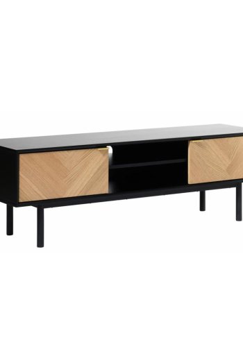 UNIQUE FURNITURE Calvi TV-bord, m. 2 lger og 1 hylde - sort MDF og natur eg (160x43)