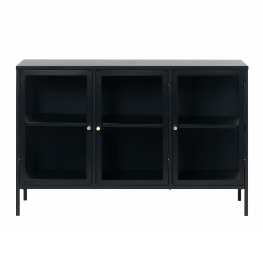 UNIQUE FURNITURE Carmel sknk, m. 3 lger og 1 hylde - glas og sort metal