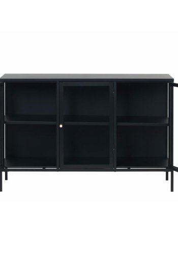 UNIQUE FURNITURE Carmel sknk, m. 3 lger og 1 hylde - glas og sort metal