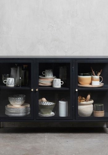 UNIQUE FURNITURE Carmel sknk, m. 3 lger og 1 hylde - glas og sort metal