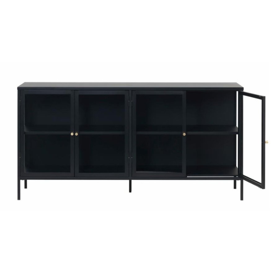 UNIQUE FURNITURE Carmel sknk, m. 4 lger og 1 hylde - glas og sort metal