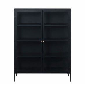 UNIQUE FURNITURE Carmel skab, m. 2 lger og 3 hylder - glas og sort metal (H:140)