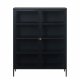 UNIQUE FURNITURE Carmel skab, m. 2 lger og 3 hylder - glas og sort metal (H:140)