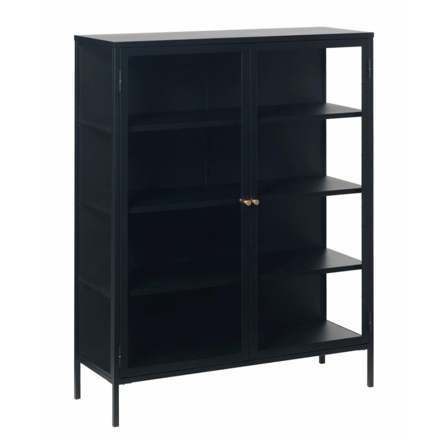 UNIQUE FURNITURE Carmel skab, m. 2 lger og 3 hylder - glas og sort metal (H:140)