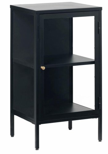 UNIQUE FURNITURE Carmel skab, m. 1 lge og 1 hylde - glas og sort metal