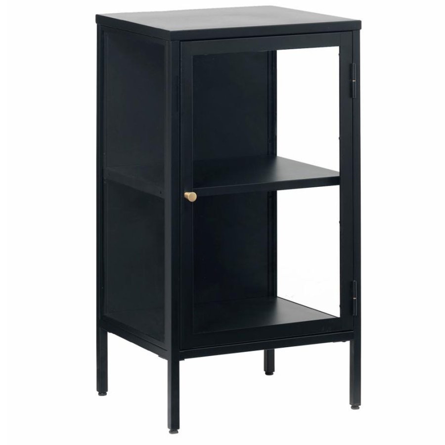 UNIQUE FURNITURE Carmel skab, m. 1 lge og 1 hylde - glas og sort metal