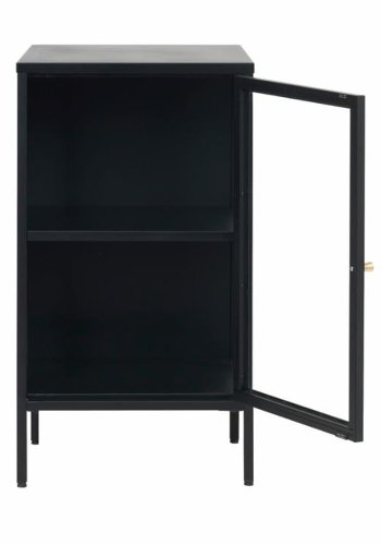 UNIQUE FURNITURE Carmel skab, m. 1 lge og 1 hylde - glas og sort metal