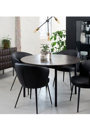 UNIQUE FURNITURE Latina spisebord, rund - espresso eg og sort metal (120)