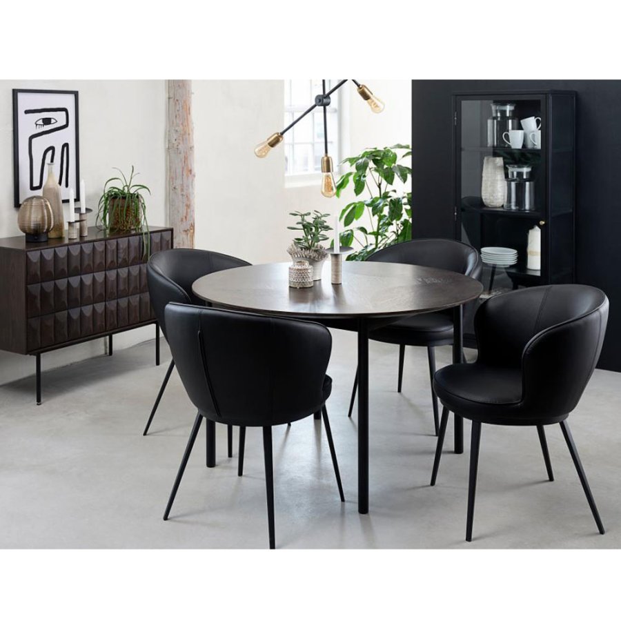 UNIQUE FURNITURE Latina spisebord, rund - espresso eg og sort metal (120)