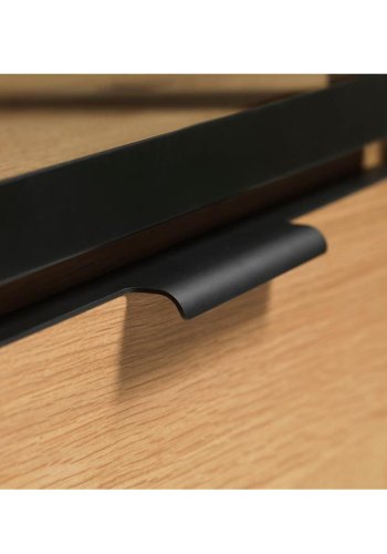 UNIQUE FURNITURE Livorno skab, m. 2 lger - glas, natur eg og sort metal (H:138,6)