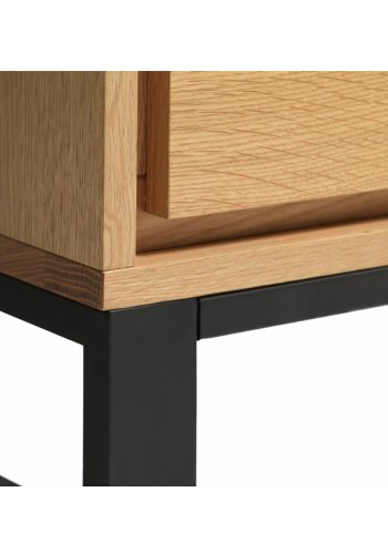 UNIQUE FURNITURE Livorno skab, m. 2 lger - glas, natur eg og sort metal (H:138,6)