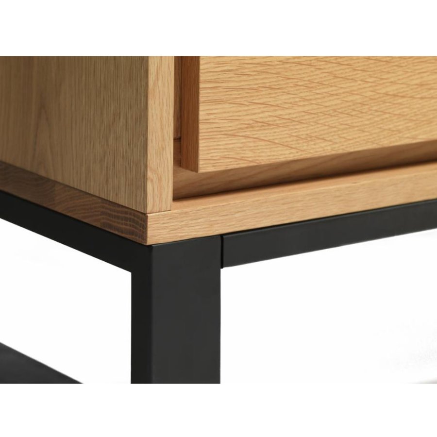 UNIQUE FURNITURE Livorno skab, m. 2 lger - glas, natur eg og sort metal (H:138,6)