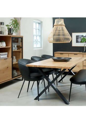 UNIQUE FURNITURE Livorno skab, m. 2 lger - glas, natur eg og sort metal (H:138,6)