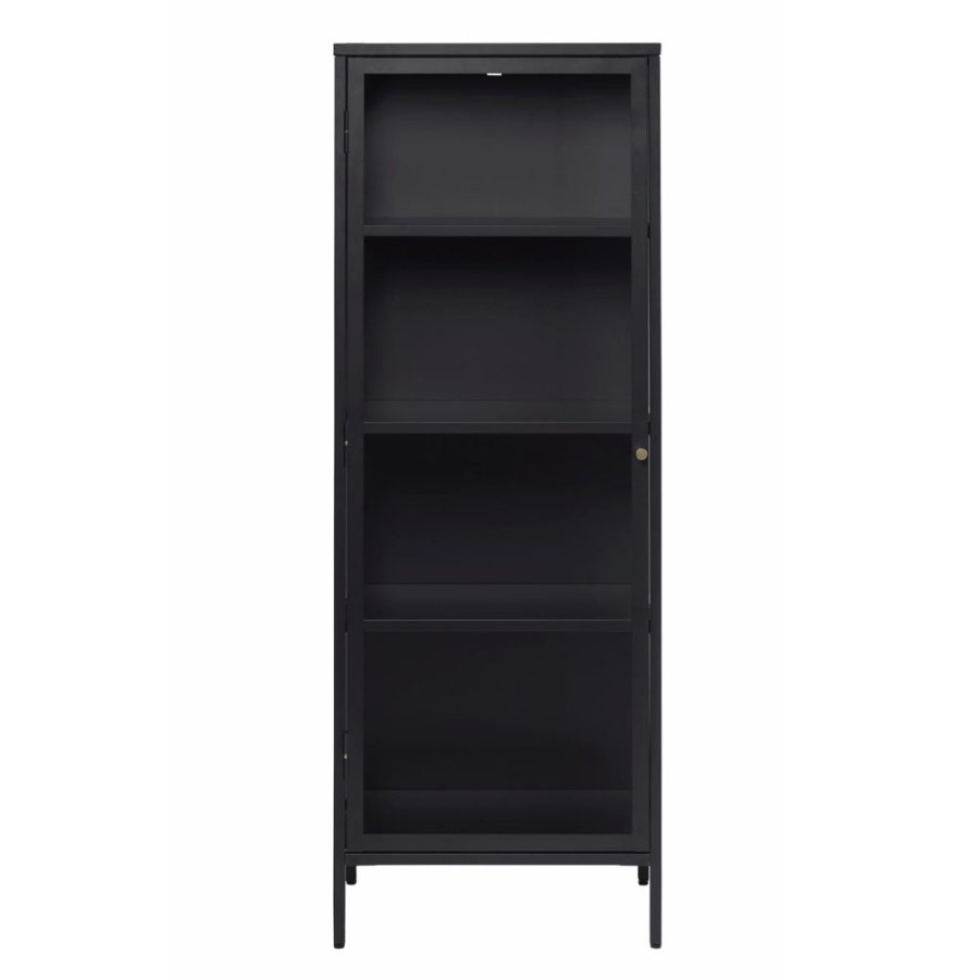UNIQUE FURNITURE Carmel skab, m. 1 lge og 3 hylder - glas og sort metal (H:160)