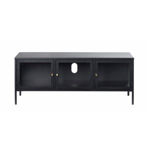UNIQUE FURNITURE Carmel TV-bord, m. 3 lger - glas og sort metal (132x40,3)