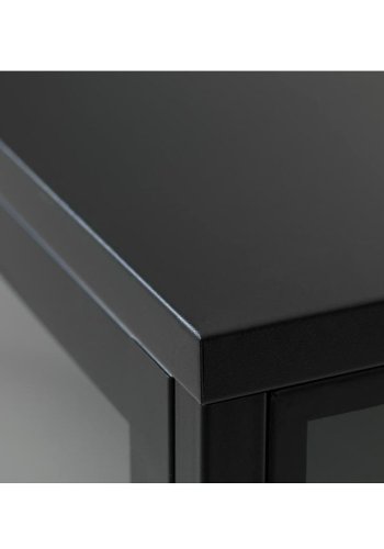 UNIQUE FURNITURE Carmel TV-bord, m. 3 lger - glas og sort metal (132x40,3)
