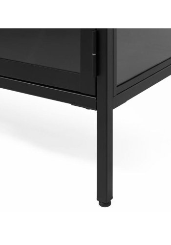 UNIQUE FURNITURE Carmel TV-bord, m. 3 lger - glas og sort metal (132x40,3)