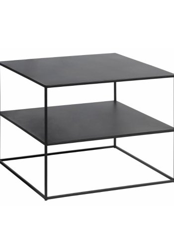 UNIQUE FURNITURE Pebble sofabord, m. hylde - sort metal (65x65)