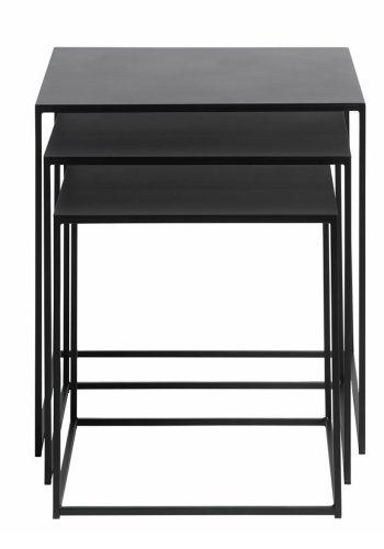 UNIQUE FURNITURE Pebble indskudsborde - sort metal (st af 3)