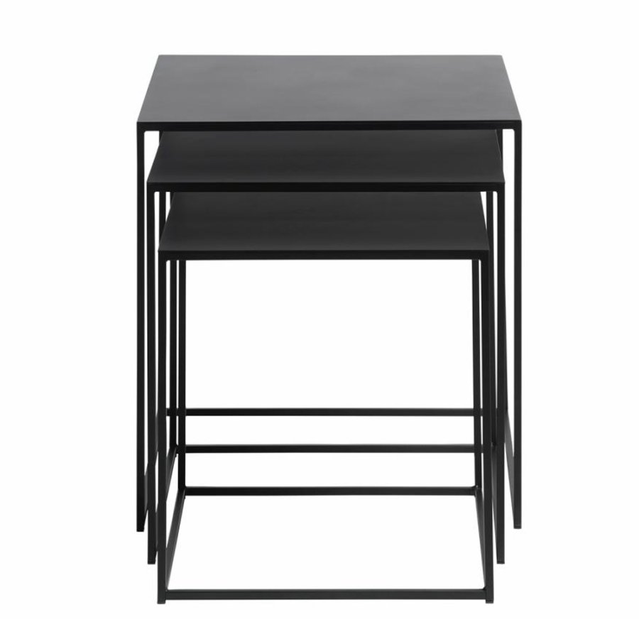 UNIQUE FURNITURE Pebble indskudsborde - sort metal (st af 3)