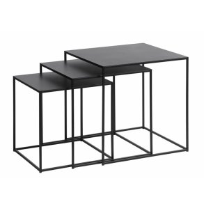 UNIQUE FURNITURE Pebble indskudsborde - sort metal (st af 3)