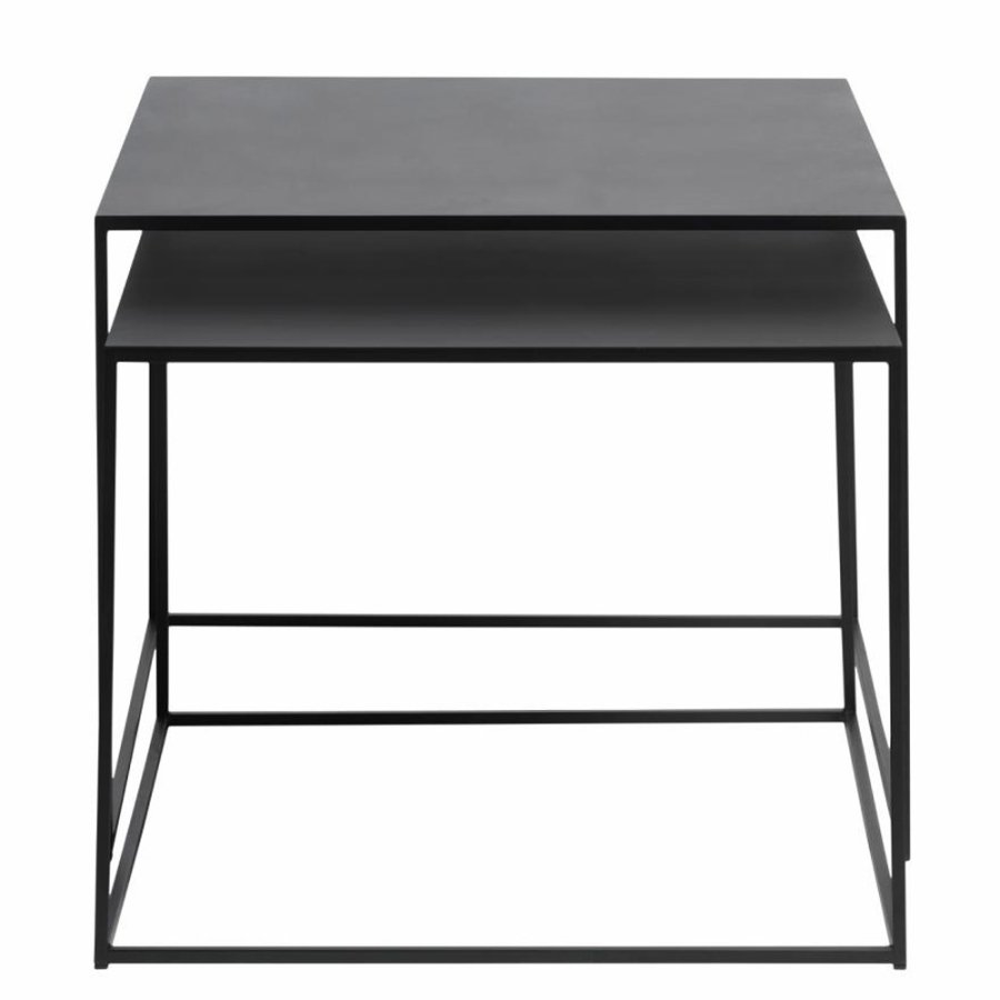 UNIQUE FURNITURE Pebble indskudsborde - sort metal (st af 2)