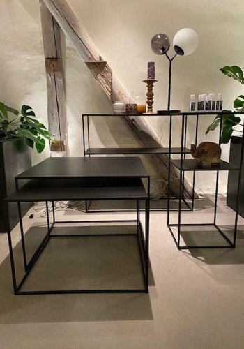 UNIQUE FURNITURE Pebble indskudsborde - sort metal (st af 2)