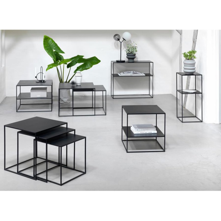 UNIQUE FURNITURE Pebble indskudsborde - sort metal (st af 2)