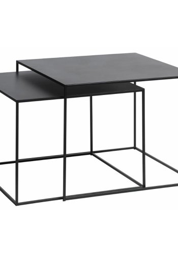 UNIQUE FURNITURE Pebble indskudsborde - sort metal (st af 2)