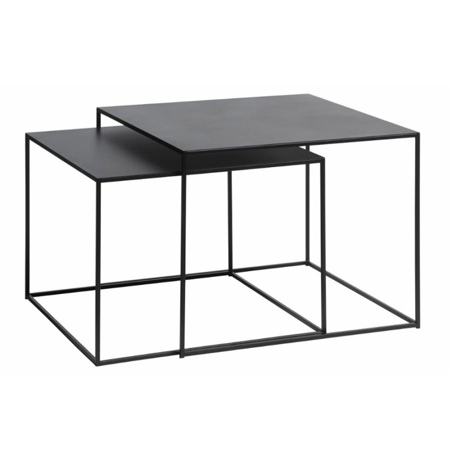UNIQUE FURNITURE Pebble indskudsborde - sort metal (st af 2)