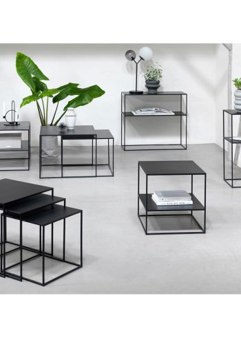 UNIQUE FURNITURE Pebble konsolbord, m. hylde - sort metal (90x35)