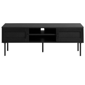 UNIQUE FURNITURE Pensacola TV-bord, m. 2 lger og 1 hylde - sort polyrattan og sort melamin (120x40)