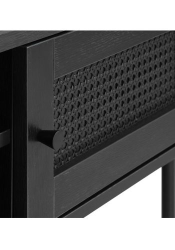 UNIQUE FURNITURE Pensacola TV-bord, m. 2 lger og 1 hylde - sort polyrattan og sort melamin (120x40)