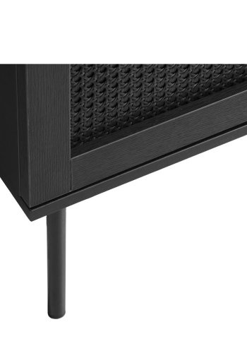 UNIQUE FURNITURE Pensacola TV-bord, m. 2 lger og 1 hylde - sort polyrattan og sort melamin (120x40)