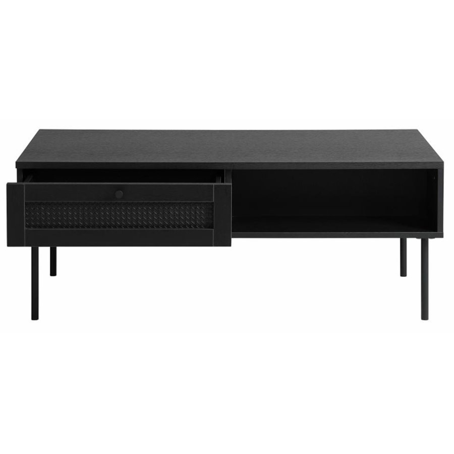 UNIQUE FURNITURE Pensacola sofabord, m. 1 rum og 1 skuffe - sort polyrattan og melamin (60x110)