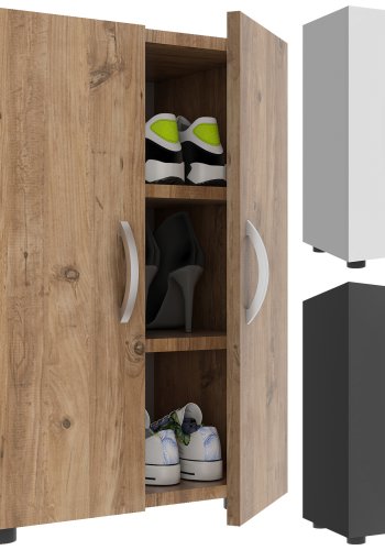 VCM NORDIC Ulas 3-rum skoskab, m. 2 lger, 2 hylder - hvid tr