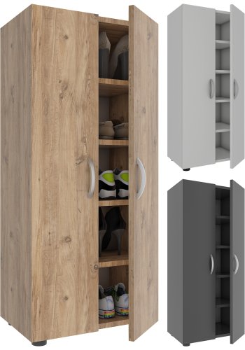 VCM NORDIC Ulas 5-rum skoskab, m. 2 lger, 4 hylder - natur tr